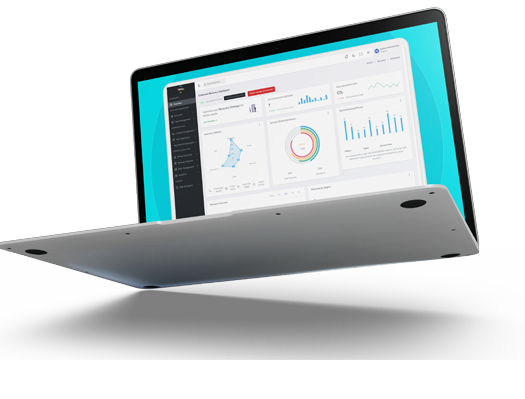 Dashboard application displayed on a laptop