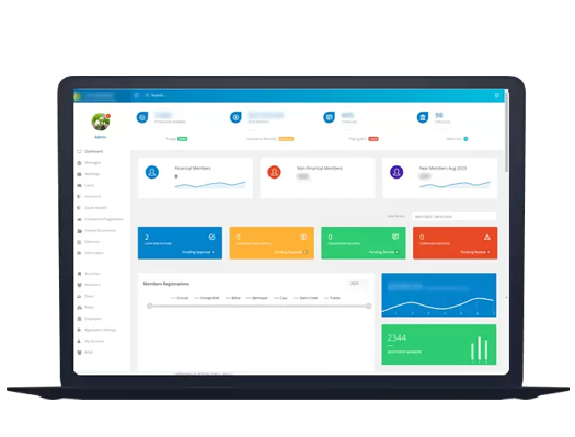 Custom dashboard application displayed on a laptop